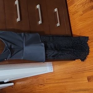 Black Peplum Dress With Lace Outer Shell (Black Slip Under)